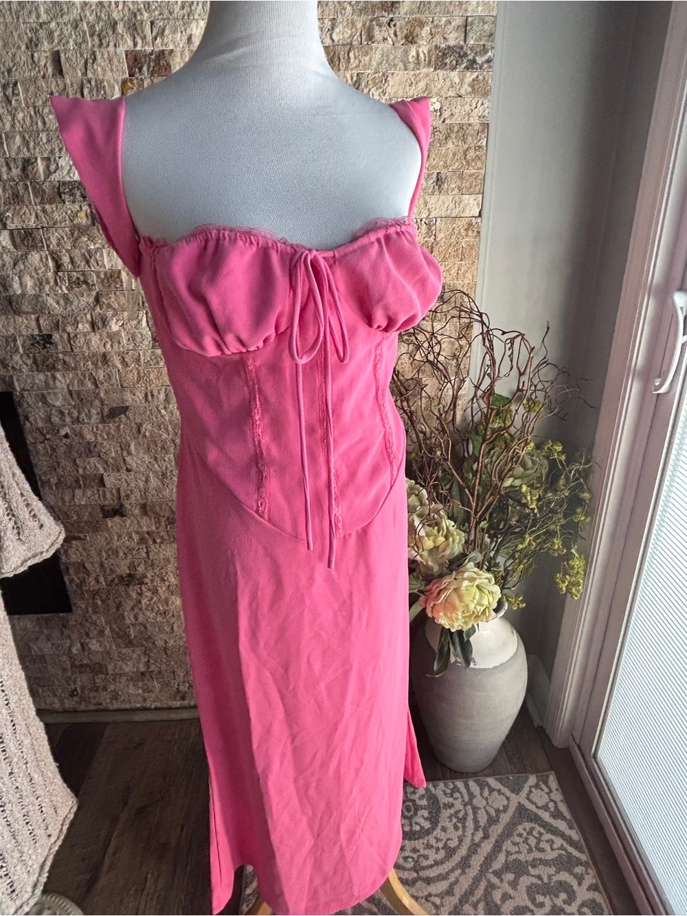 Fashion Nova Pink Bustier Maxi Slip Dress